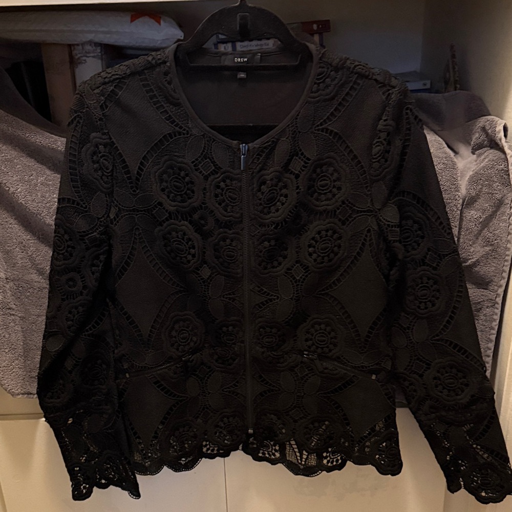 Elegant Black Lace Tailored women's jacket by DREW
